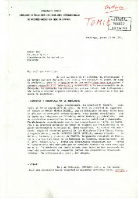 [Carta de Radomiro Tomic referiendose a distintos temas]