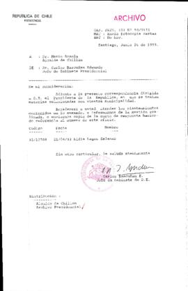 [Oficio  Gab. Pres. Ord. N°  3172 de Jefe de Gabinete Presidencial, remite copia de carta que se indica]