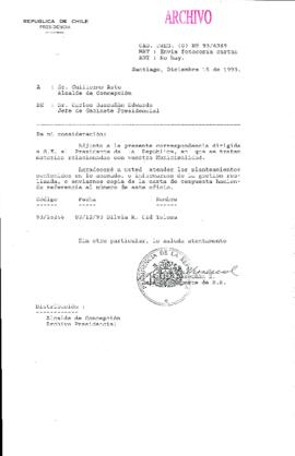 [Oficio Gab. Pres. Ord. N° 6369 de Jefe de Gabinete Presidencial, remite copia de carta que se indica]