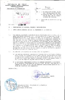 [Informa respecto a constitución de cooperativas de servicios habitacionales]