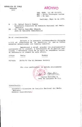 [Oficio Gab. Pres. Ord. N° 2273 de  Jefe de Gabinete Presidencial, remite copia de carta que se indica]