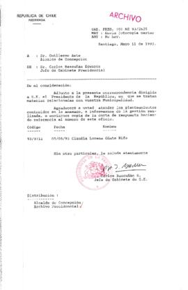 [Oficio  Gab. Pres. Ord. N° 2425 de Jefe de Gabinete Presidencial, remite copia de carta que se indica]