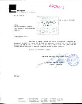 [Se remite carta de respuesta de ENACAR a solicitud de la Sra. Leopolda Bustos]